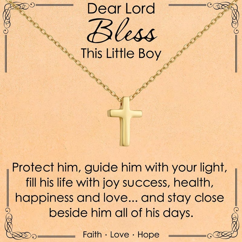 ELLEZZA Valentines Day Gifts for Kids-Cross Necklace Gifts for Boys,Small Cross Pendant Necklace Religious First communion Confirmation Baptism Jewelry Gifts - Image 1